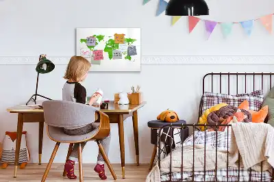 Lavagna magnetica per disegnare con stampa mappa su sfondo verde