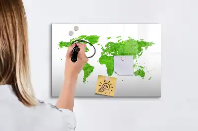 Lavagna magnetica per disegnare con stampa mappa su sfondo verde
