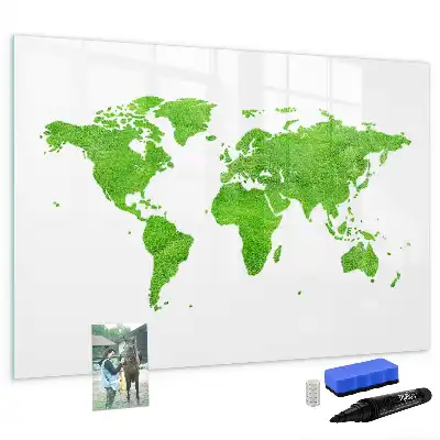 Lavagna magnetica per disegnare con stampa mappa su sfondo verde