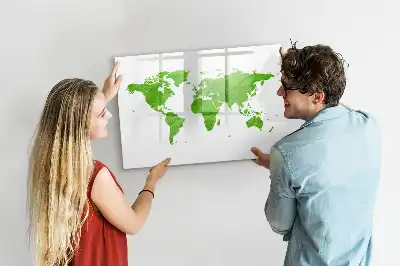 Lavagna magnetica per disegnare con stampa mappa su sfondo verde
