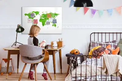 Lavagna magnetica per disegnare con stampa mappa su sfondo verde