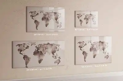 Mappa del mondo ad acquerello con lavagna magnetica per scrivere