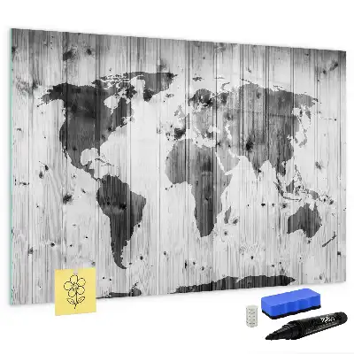Mappa del mondo su legno lavagna magnetica per disegnare