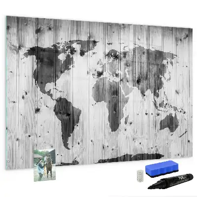 Mappa del mondo su legno lavagna magnetica per disegnare