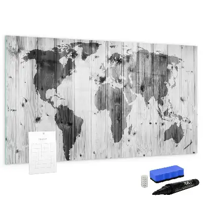 Mappa del mondo su legno lavagna magnetica per disegnare
