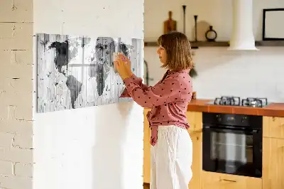 Mappa del mondo su legno lavagna magnetica per disegnare