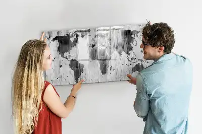 Mappa del mondo su legno lavagna magnetica per disegnare