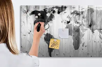 Mappa del mondo su legno lavagna magnetica per disegnare