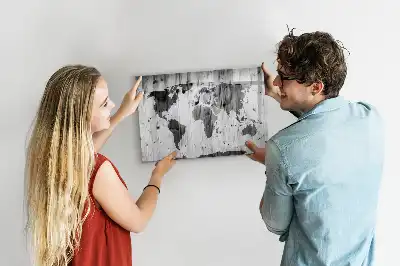 Mappa del mondo su legno lavagna magnetica per disegnare