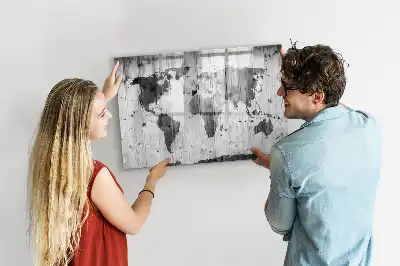 Mappa del mondo su legno lavagna magnetica per disegnare