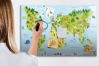 Lavagna magnetica per disegnare mappa del mondo culturale
