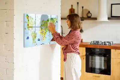 Lavagna magnetica per disegnare mappa del mondo culturale