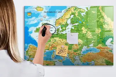 Mappa geografica del mondo lavagna magnetica per disegnare