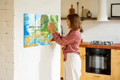 Mappa geografica del mondo lavagna magnetica per disegnare
