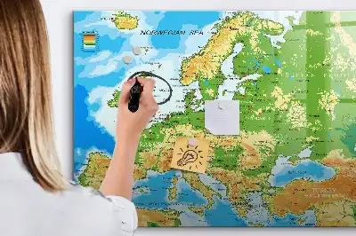 Mappa geografica del mondo lavagna magnetica per disegnare