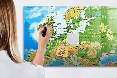 Mappa geografica del mondo lavagna magnetica per disegnare