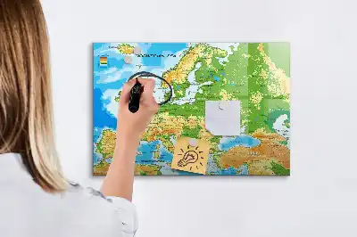 Mappa geografica del mondo lavagna magnetica per disegnare