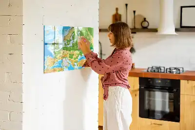 Mappa geografica del mondo lavagna magnetica per disegnare