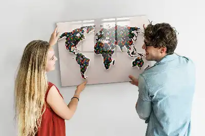 Lavagna magnetica per disegnare mappa del mondo astratta