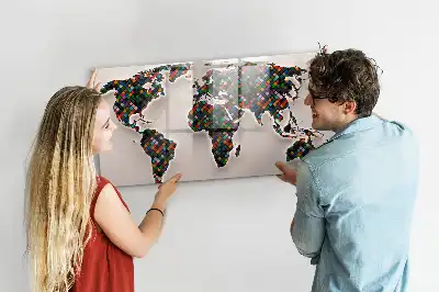 Lavagna magnetica per disegnare mappa del mondo astratta