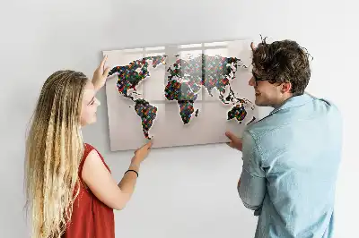 Lavagna magnetica per disegnare mappa del mondo astratta