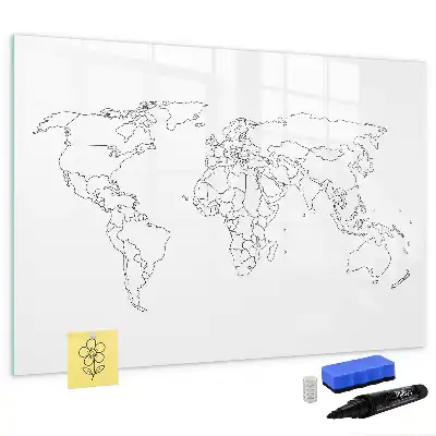 Lavagna magnetica per disegnare a forma di contorno della mappa del mondo