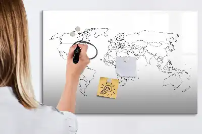 Lavagna magnetica per disegnare a forma di contorno della mappa del mondo