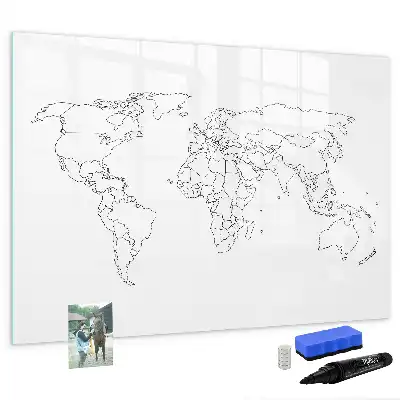 Lavagna magnetica per disegnare a forma di contorno della mappa del mondo