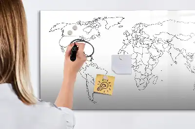 Lavagna magnetica per disegnare a forma di contorno della mappa del mondo