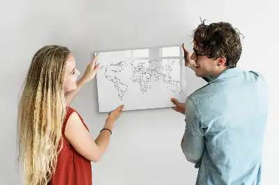 Lavagna magnetica per disegnare a forma di contorno della mappa del mondo