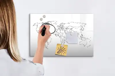 Lavagna magnetica per disegnare a forma di contorno della mappa del mondo