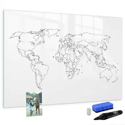 Lavagna magnetica per disegnare a forma di contorno della mappa del mondo