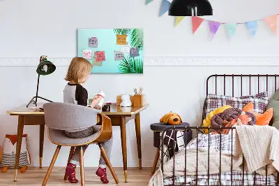 Lavagna magnetica per scrivere con motivo a foglie esotiche