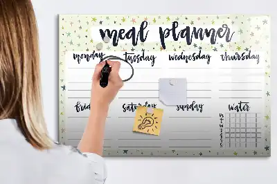 Lavagna magnetica per disegnare modello menu settimanale stellare