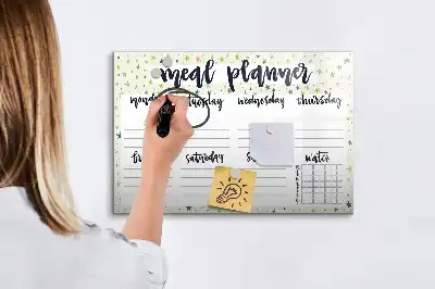 Lavagna magnetica per disegnare modello menu settimanale stellare