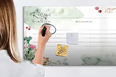 Lavagna magnetica per scrivere spazio per ricette