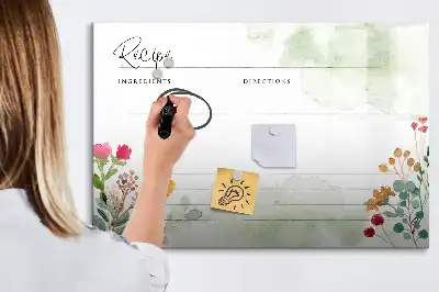 Lavagna magnetica per disegnare con spazio per ricette