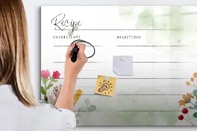 Lavagna magnetica per disegnare con spazio per ricette