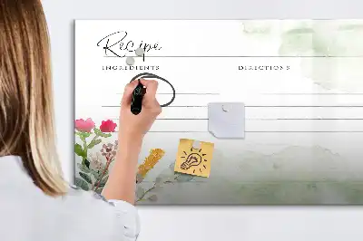 Lavagna magnetica per disegnare con spazio per ricette