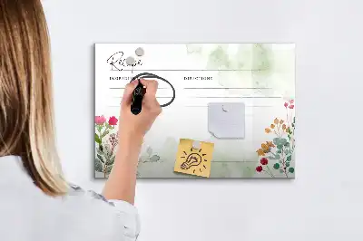 Lavagna magnetica per disegnare con spazio per ricette