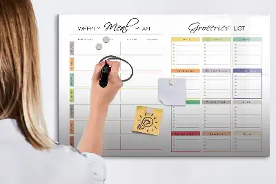 Lavagna magnetica per disegnare con pianificatore per menu settimanale