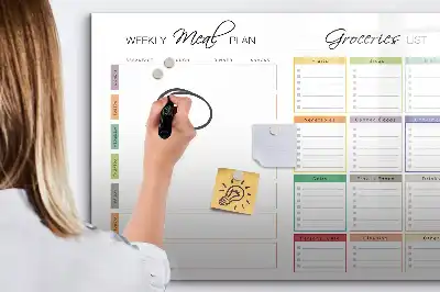 Lavagna magnetica per disegnare con pianificatore per menu settimanale