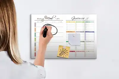Lavagna magnetica per disegnare con pianificatore per menu settimanale