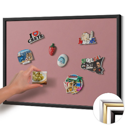 Lavagna magnetica con cornice nera Colore rosa pastello
