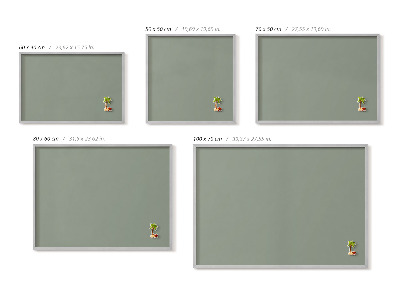 Lavagna magnetica con cornice argentata Colore verde oliva chiaro