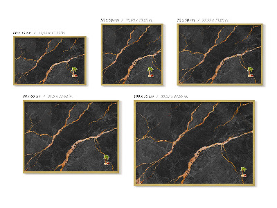 Lavagna magnetica con cornice dorata Marmo scuro decorato
