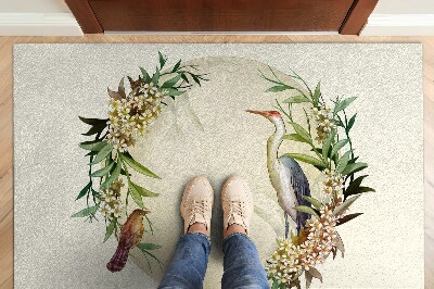 Tappeto ingresso Composizione fiori uccelli