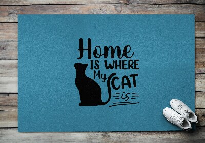Tappeto per ingresso moderno Home is where the cat is