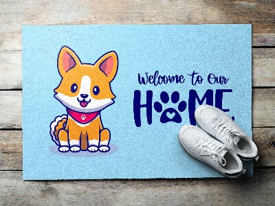Tappeto per ingresso moderno Welcome to our home Cane