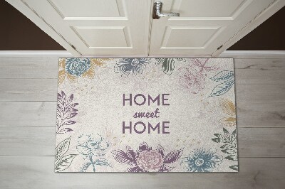 Tappeto per ingresso moderno Home sweet home Fiori disegnati